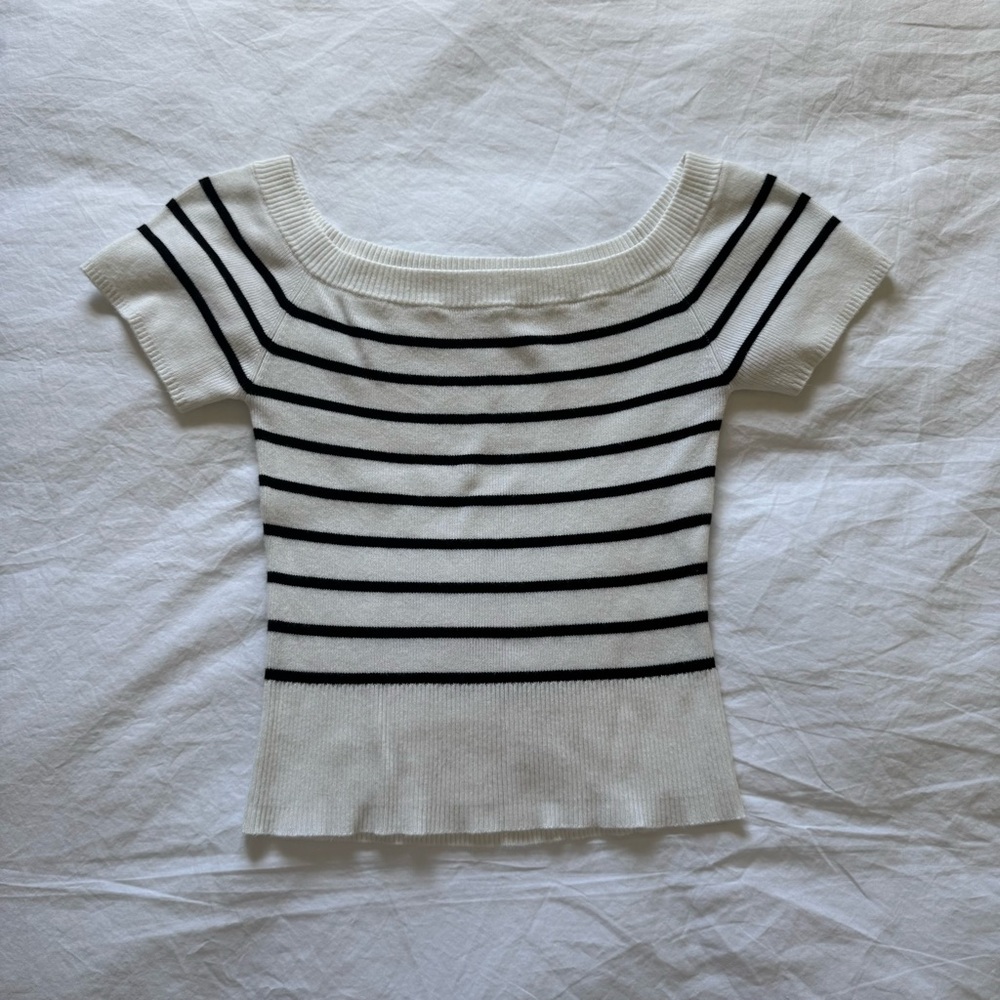 Garage Short Sleeve Off Shoulder Sweater Top